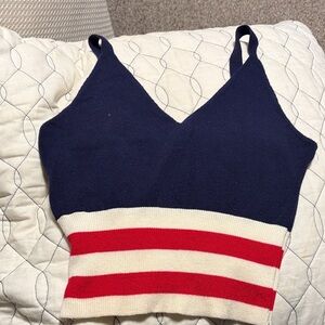 Debut Navy and Red Striped Women's Top